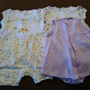 Baby Girl Lot - 4 one-piece rompers 12 mo. NWOT